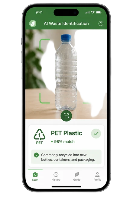 EcoSmart AI app scanning a recyclable item
